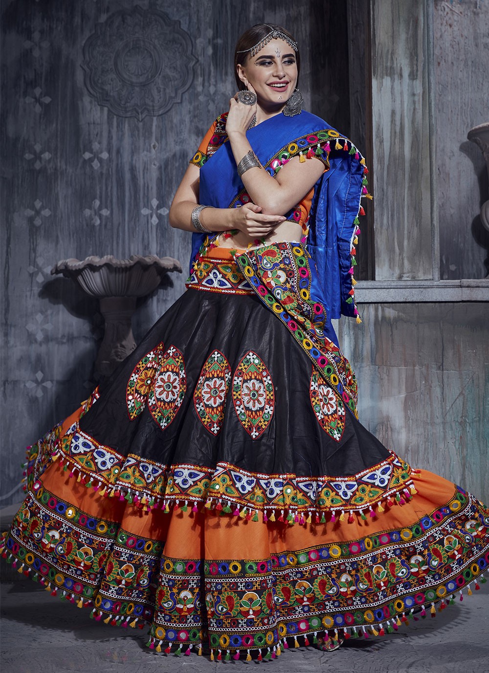 Embroidered Art Silk A - Line Lehenga - L0555