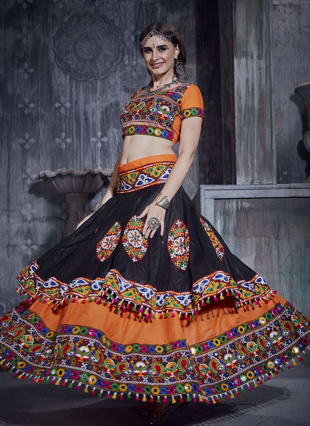 Embroidered Art Silk A - Line Lehenga - L0555