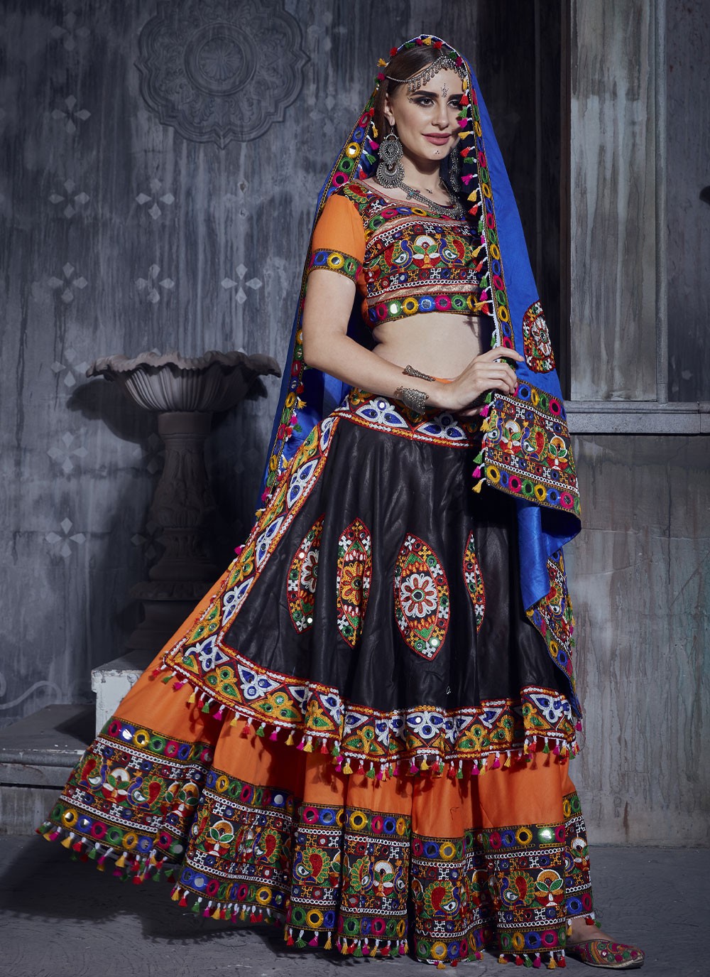 Embroidered Art Silk A - Line Lehenga - L0555