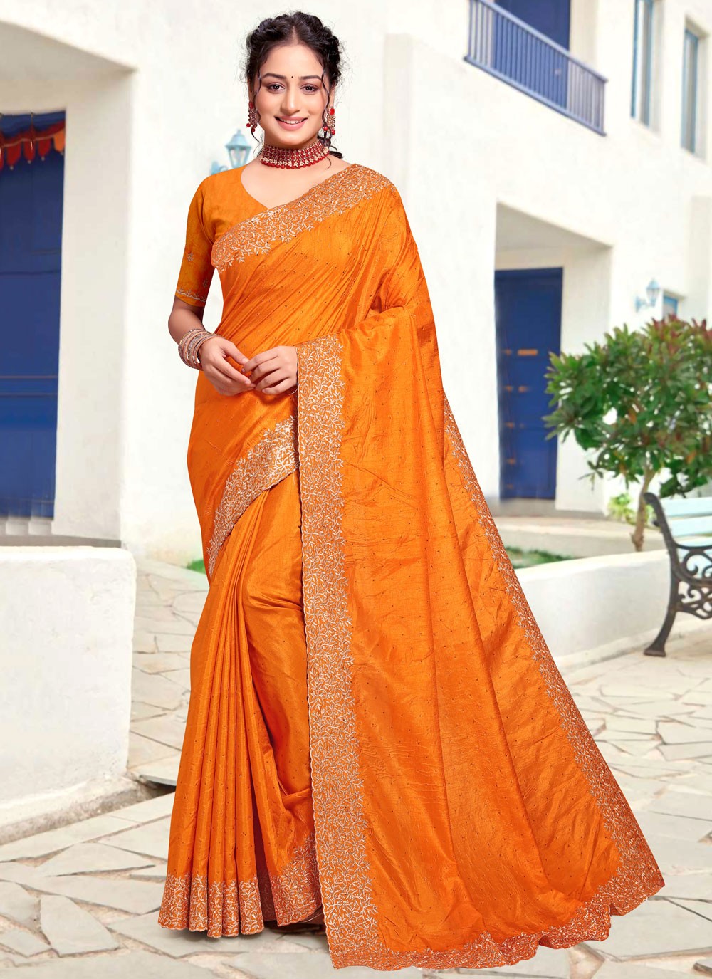 Classic Border Work Art Silk Saree - S8150