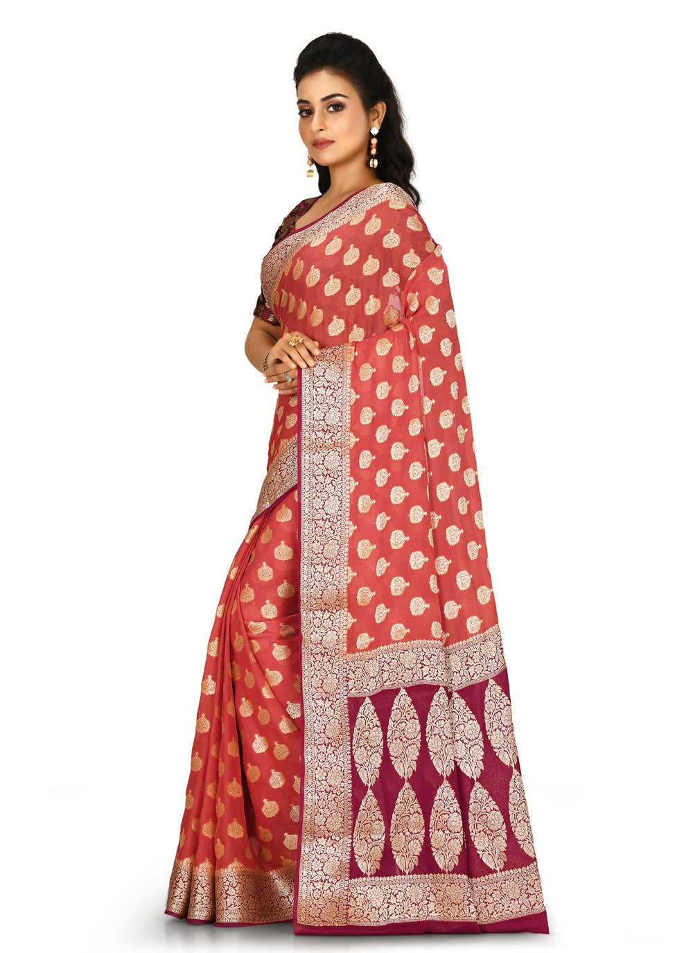 Contemporary Weaving Zari Banarasi Silk Saree - S0376