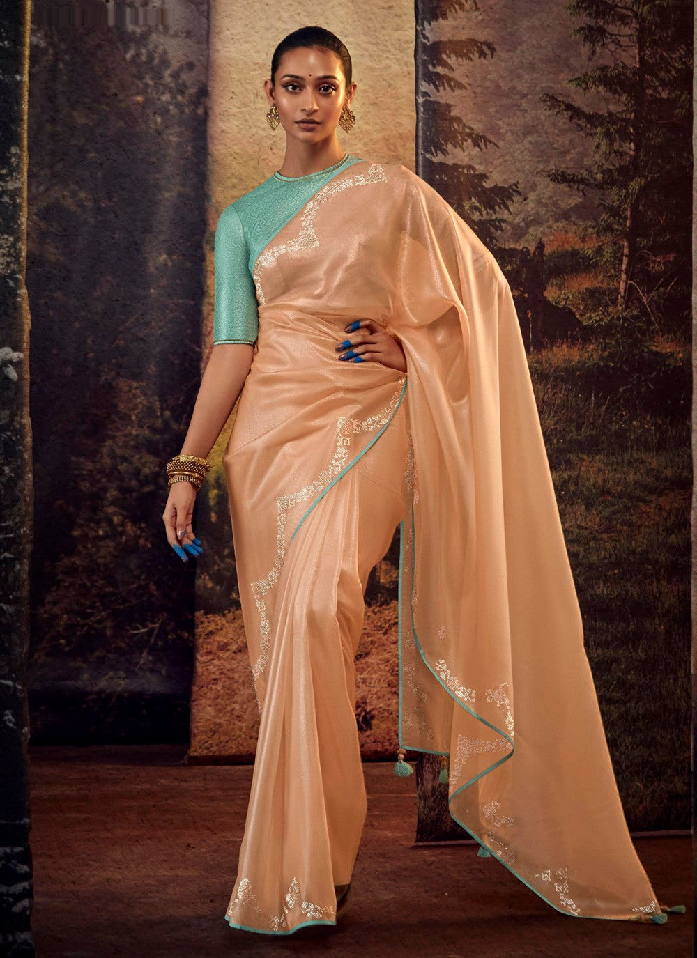 Trendy Border Work Fancy Fabric Saree - S3475