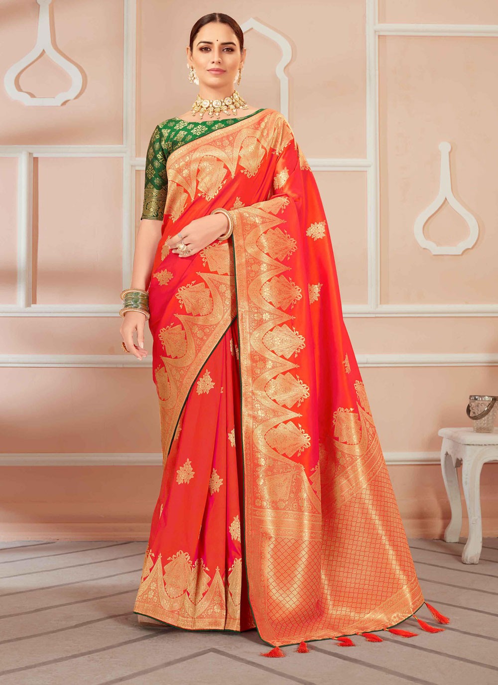 Traditional Weaving Zari Banarasi Silk Saree - S1196