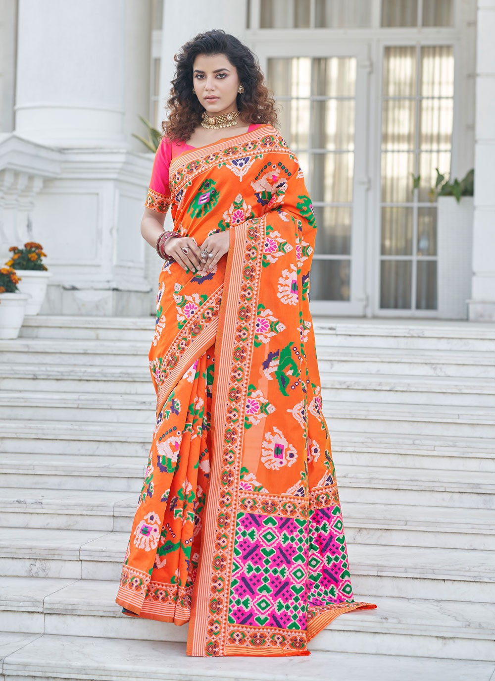 Traditional Weaving Zari Patola Silk Saree - S1232