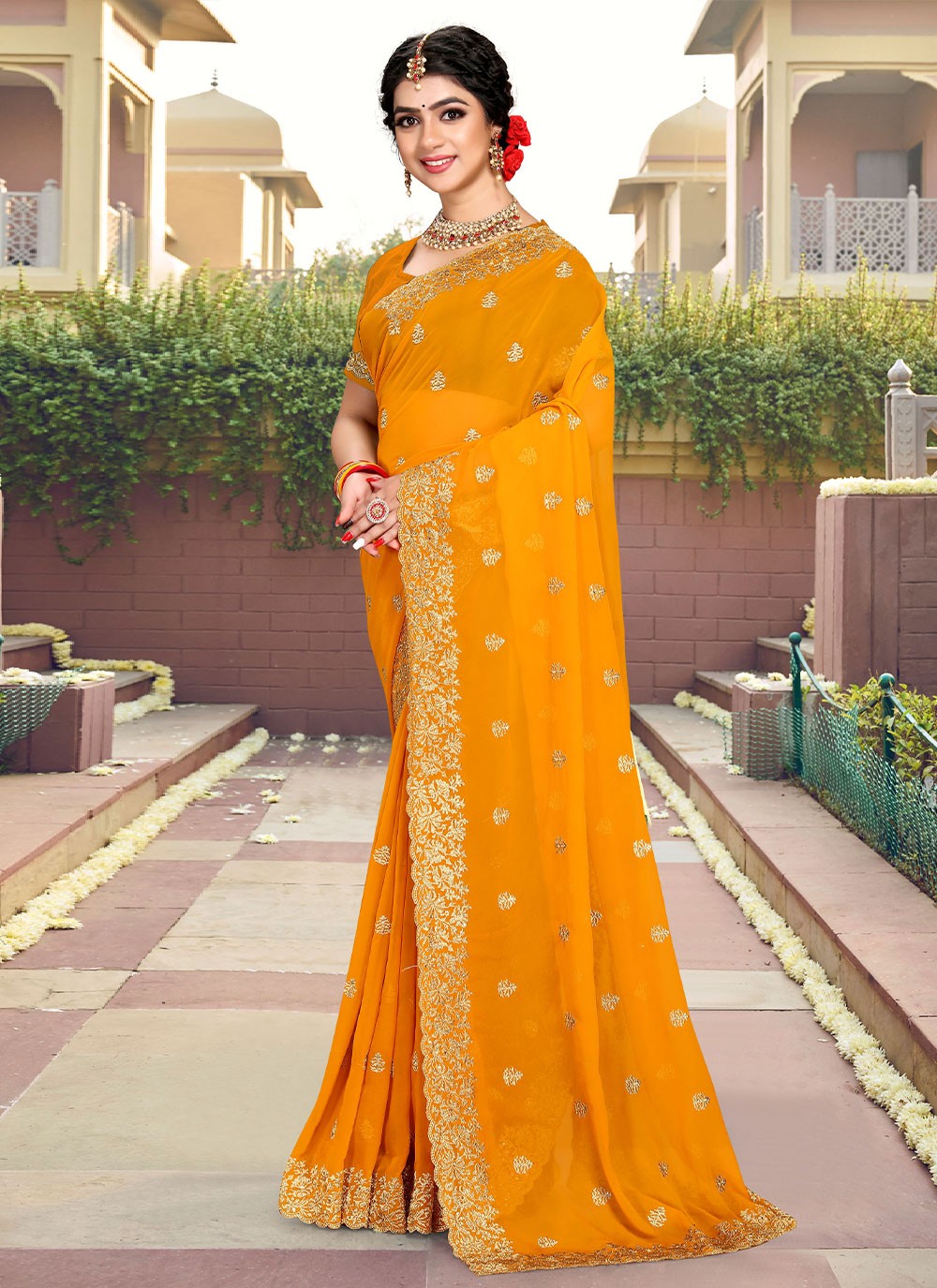 Saree Embroidered Georgette Saree - S2546