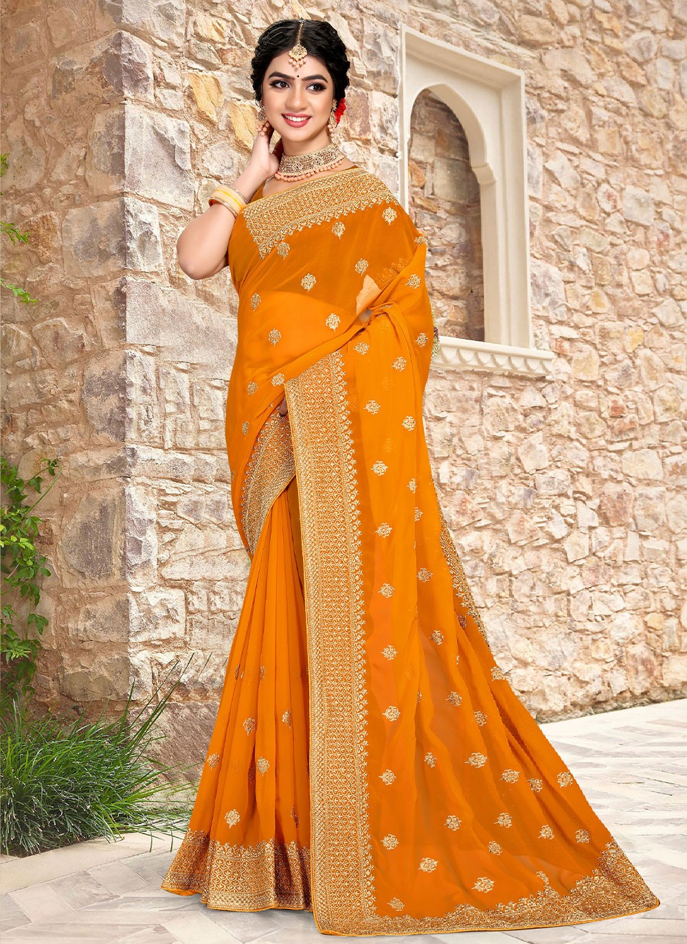 Saree Embroidered Georgette Saree - S2528