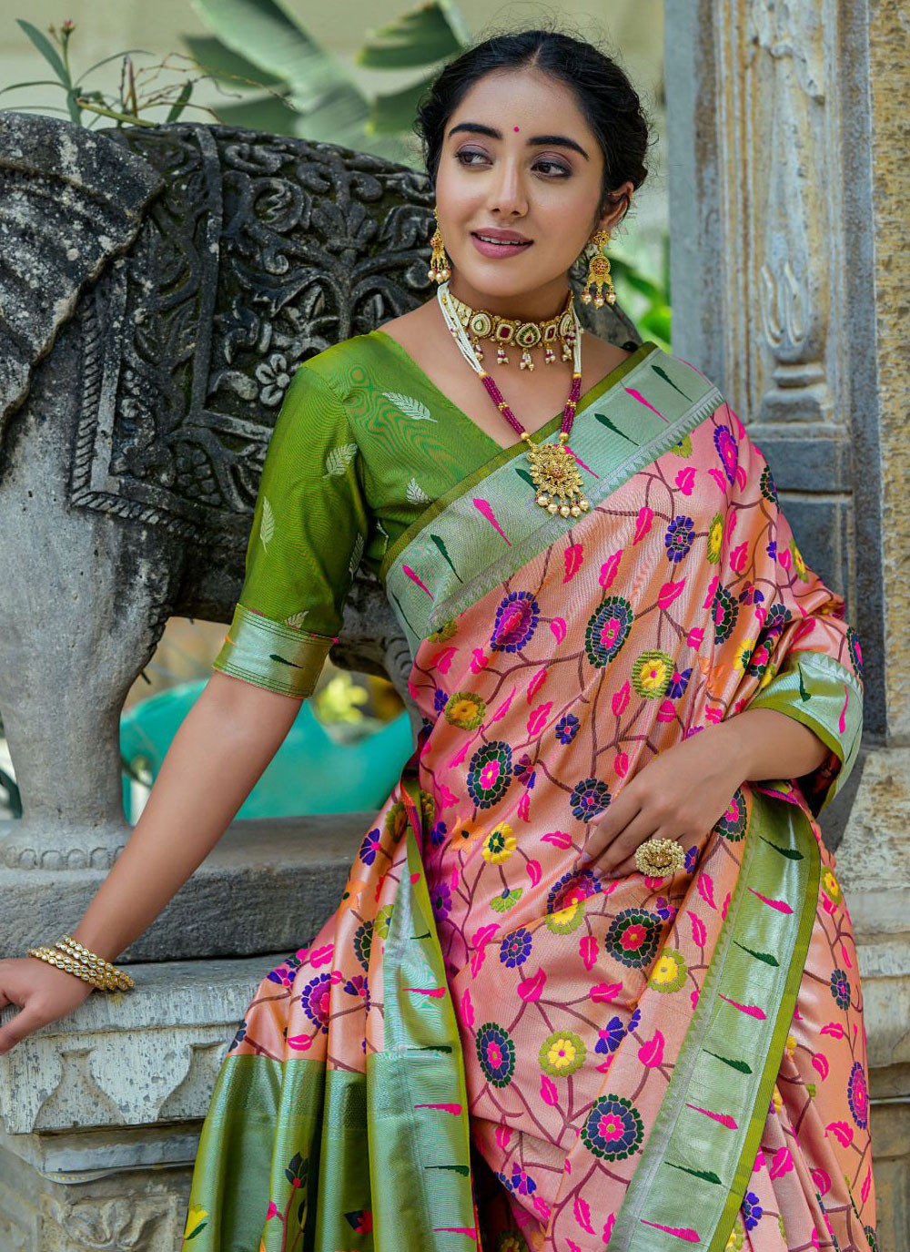 Classic Meenakari Kanjivaram Silk Saree - S4363