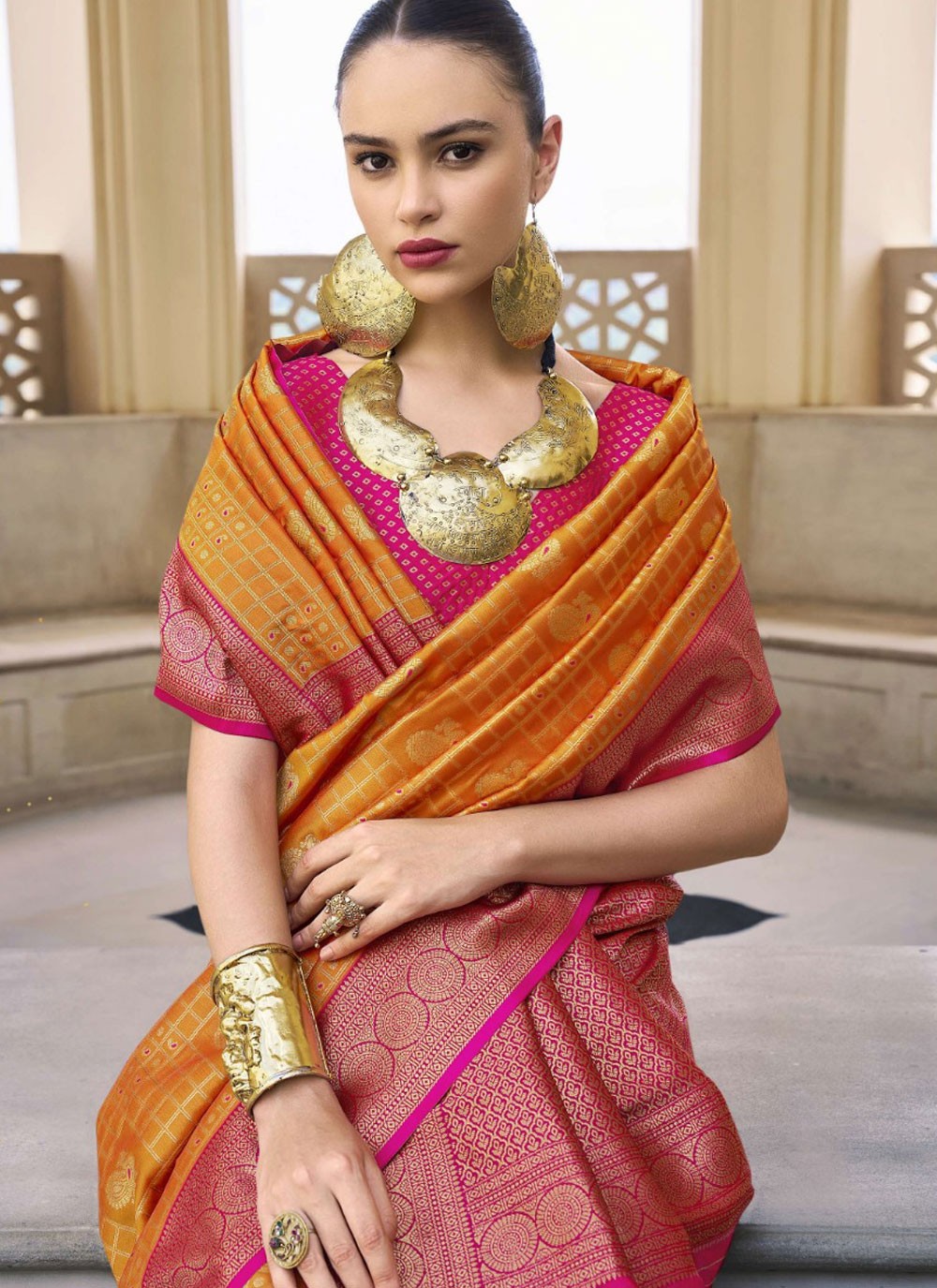 Classic Weaving Zari Banarasi Silk Beige Saree - S11078