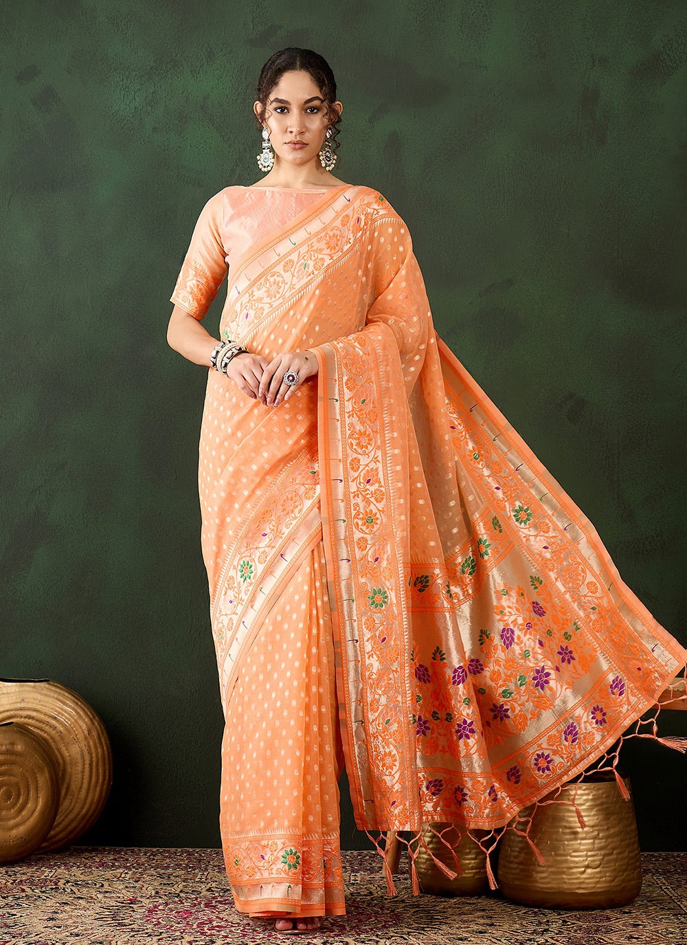 Contemporary Woven Cotton Saree - S8317