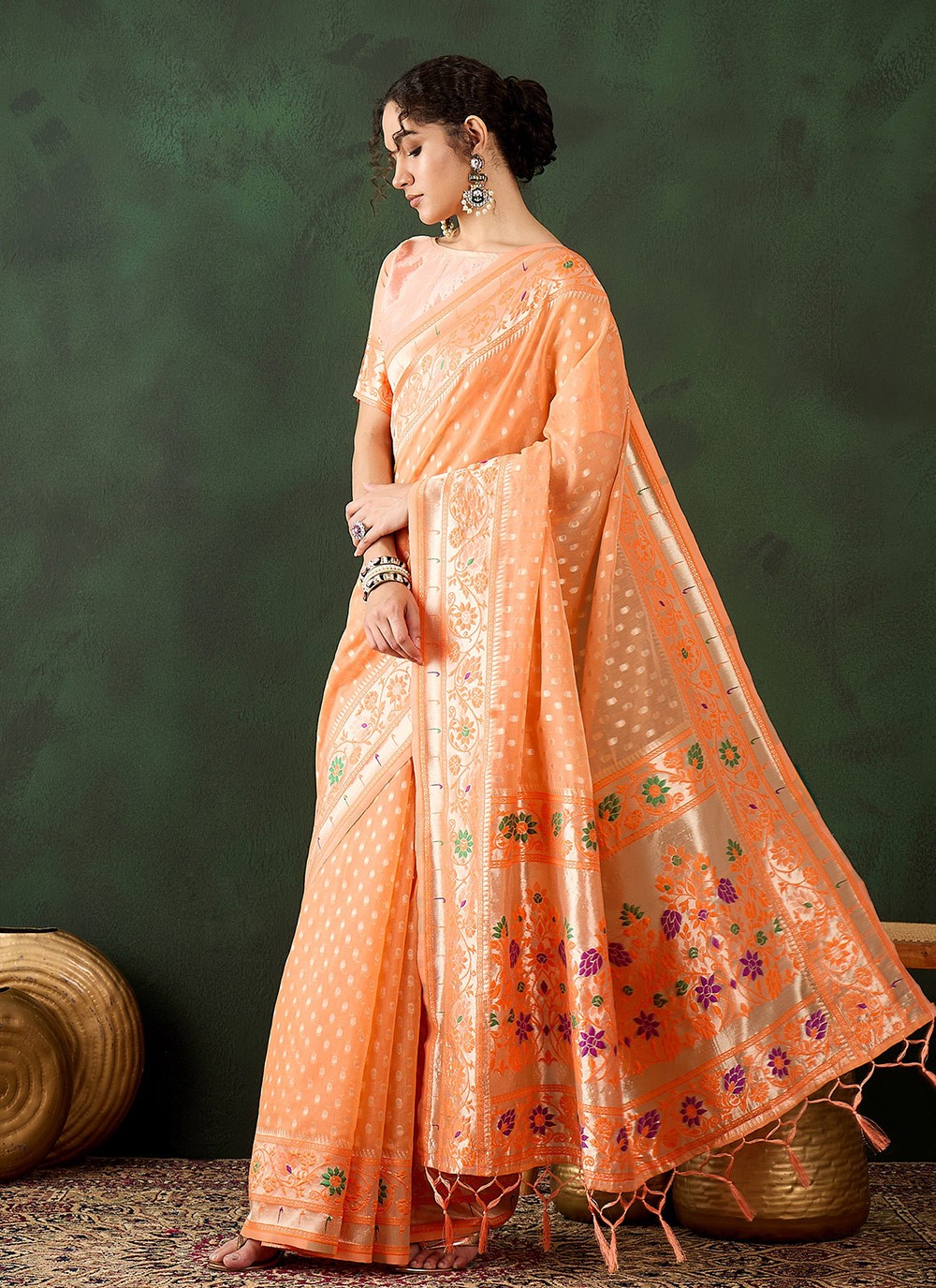 Contemporary Woven Cotton Saree - S8317