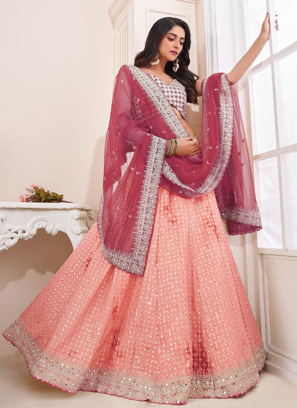 Cutdana Net Lehenga - L3169