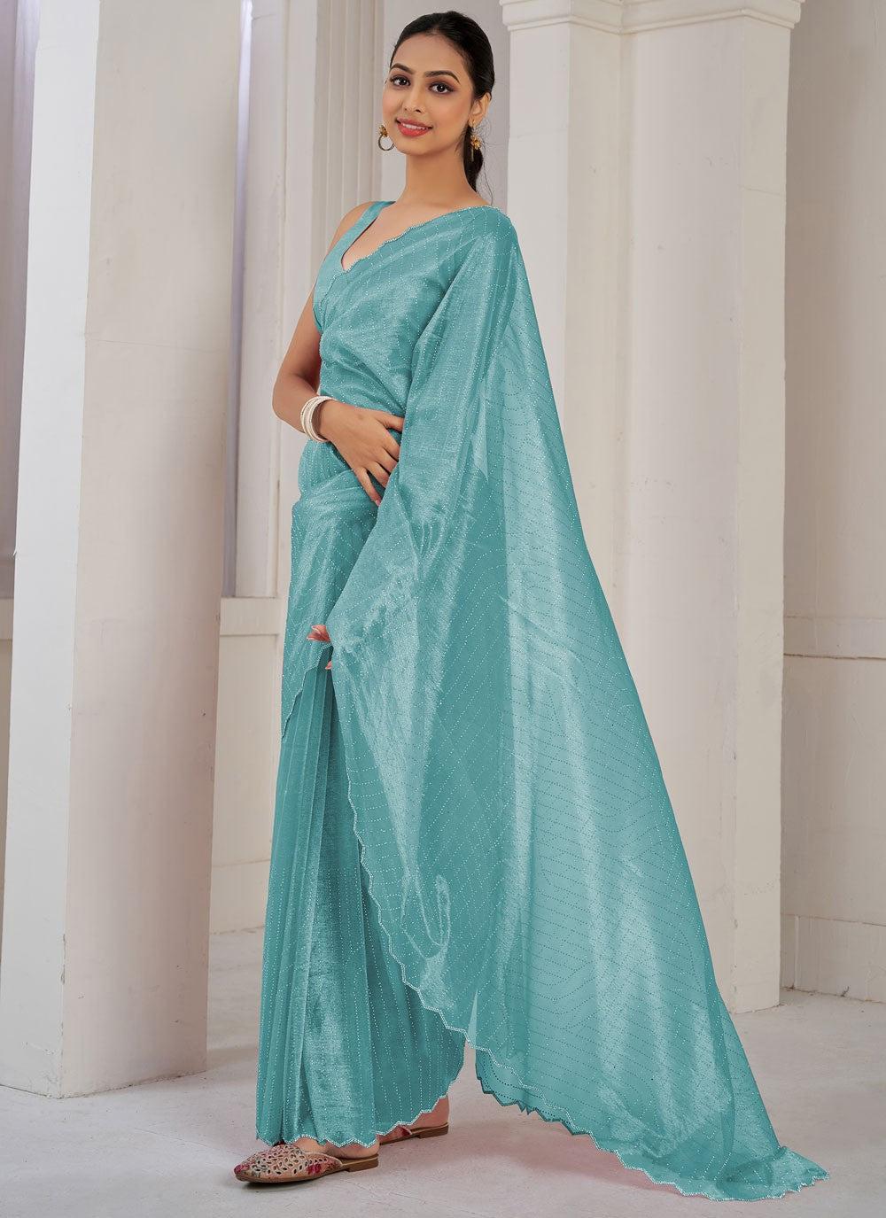 Classic Cutdana Net, Organza Saree - S10606