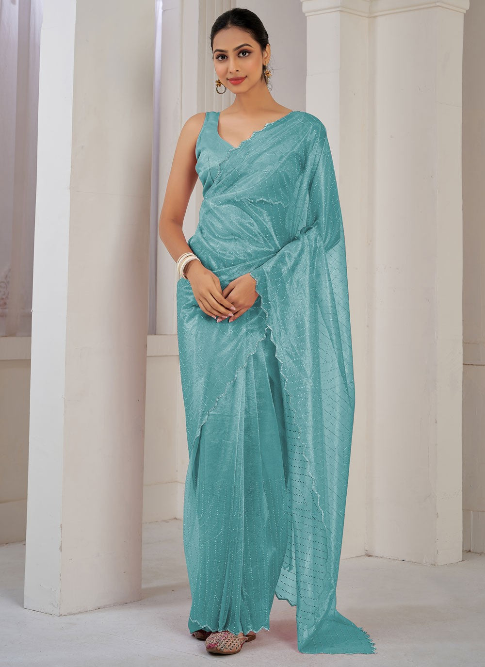 Classic Cutdana Net, Organza Saree - S10606