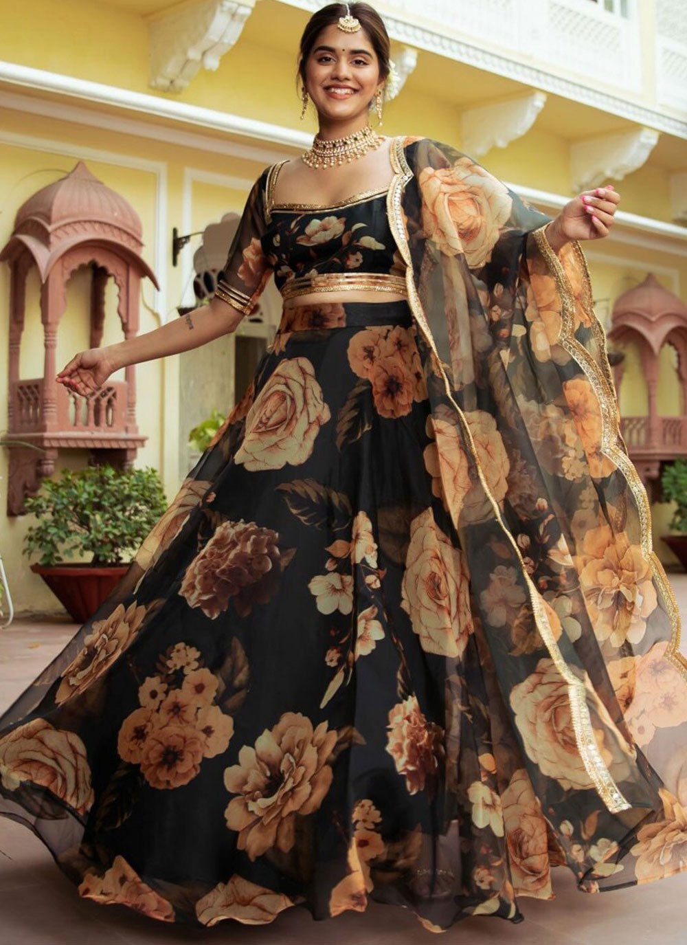 Digital Print Organza A - Line Lehenga - L2272