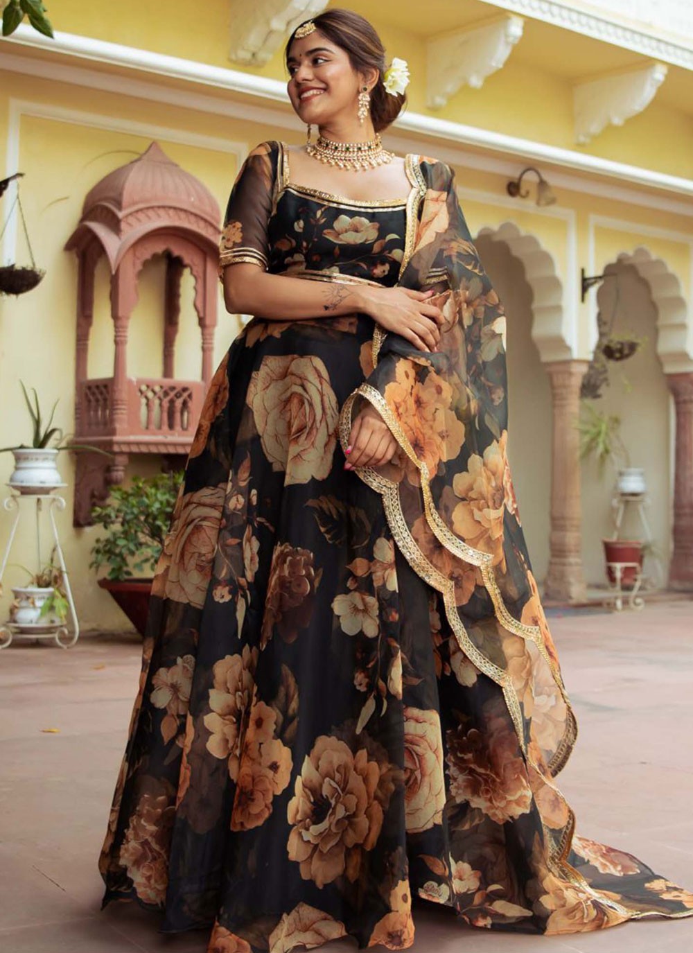 Digital Print Organza A - Line Lehenga - L2272