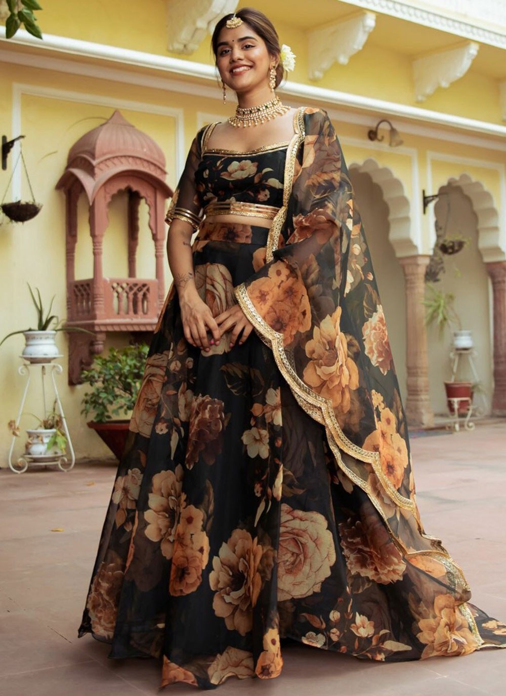 Digital Print Organza A - Line Lehenga - L2272