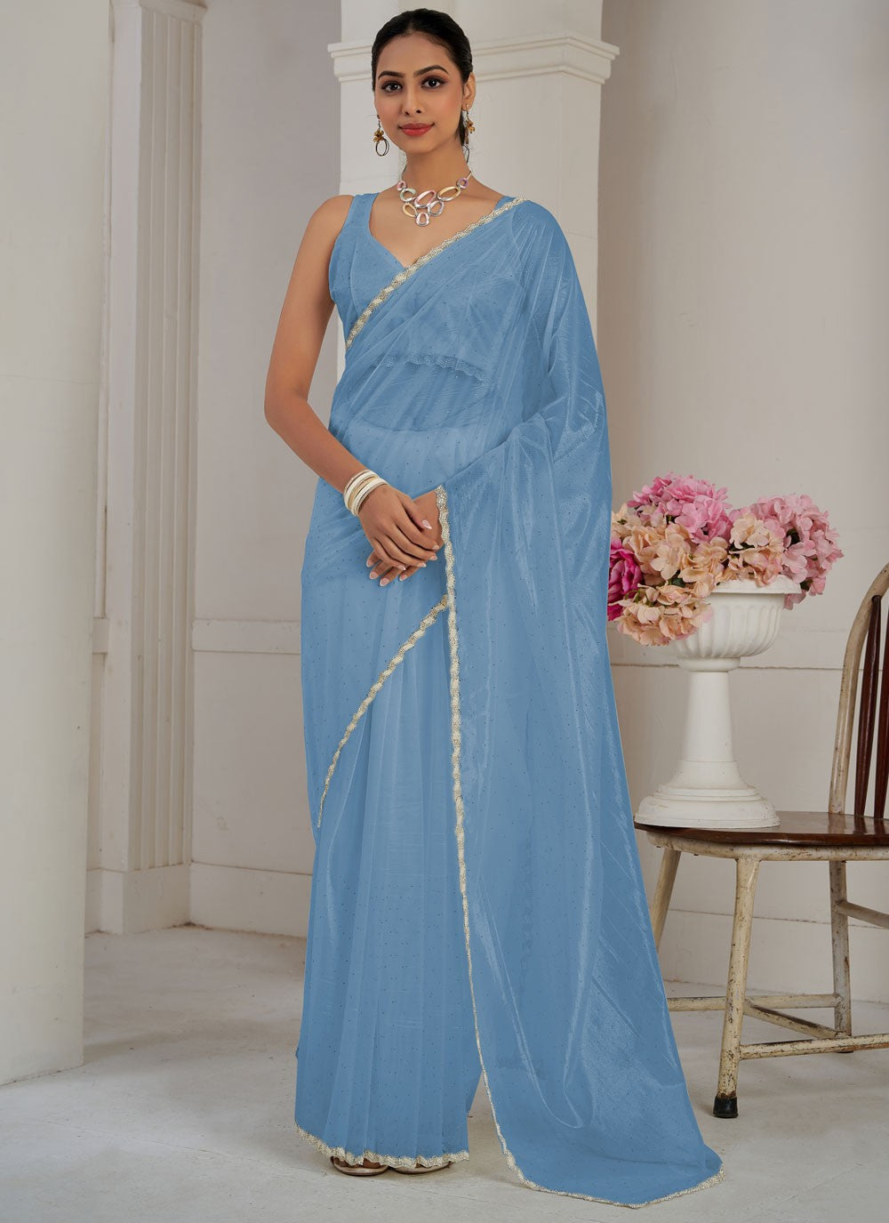 Classic Cutdana Net, Organza Saree - S10577