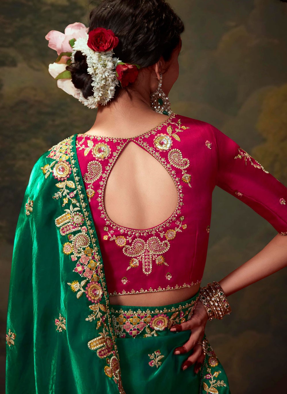 Classic Embroidered Organza Saree - S7874