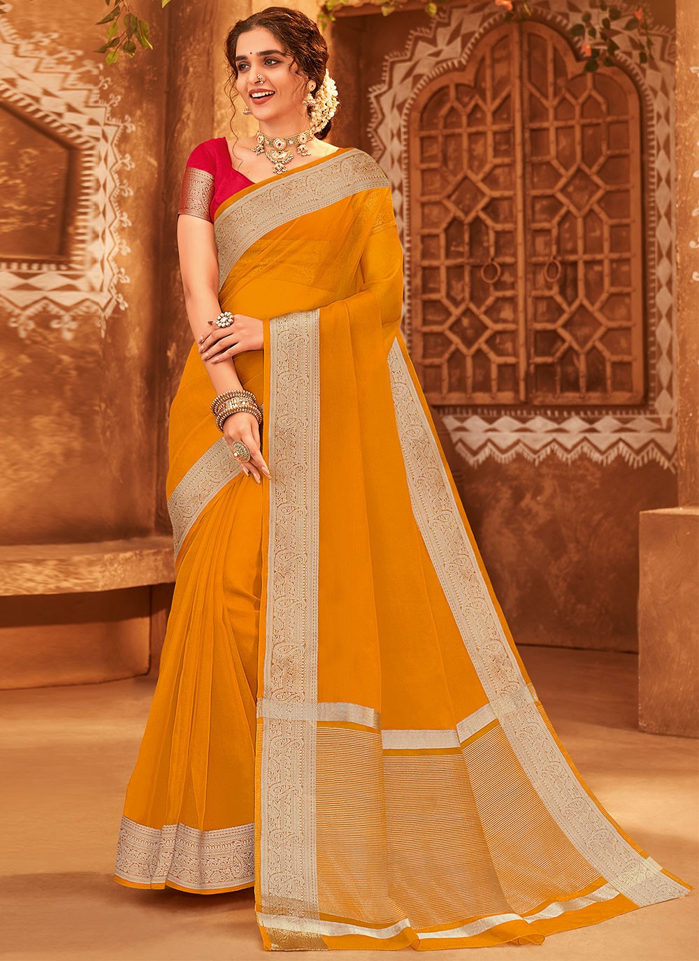 Classic Woven Organza Saree - S1343