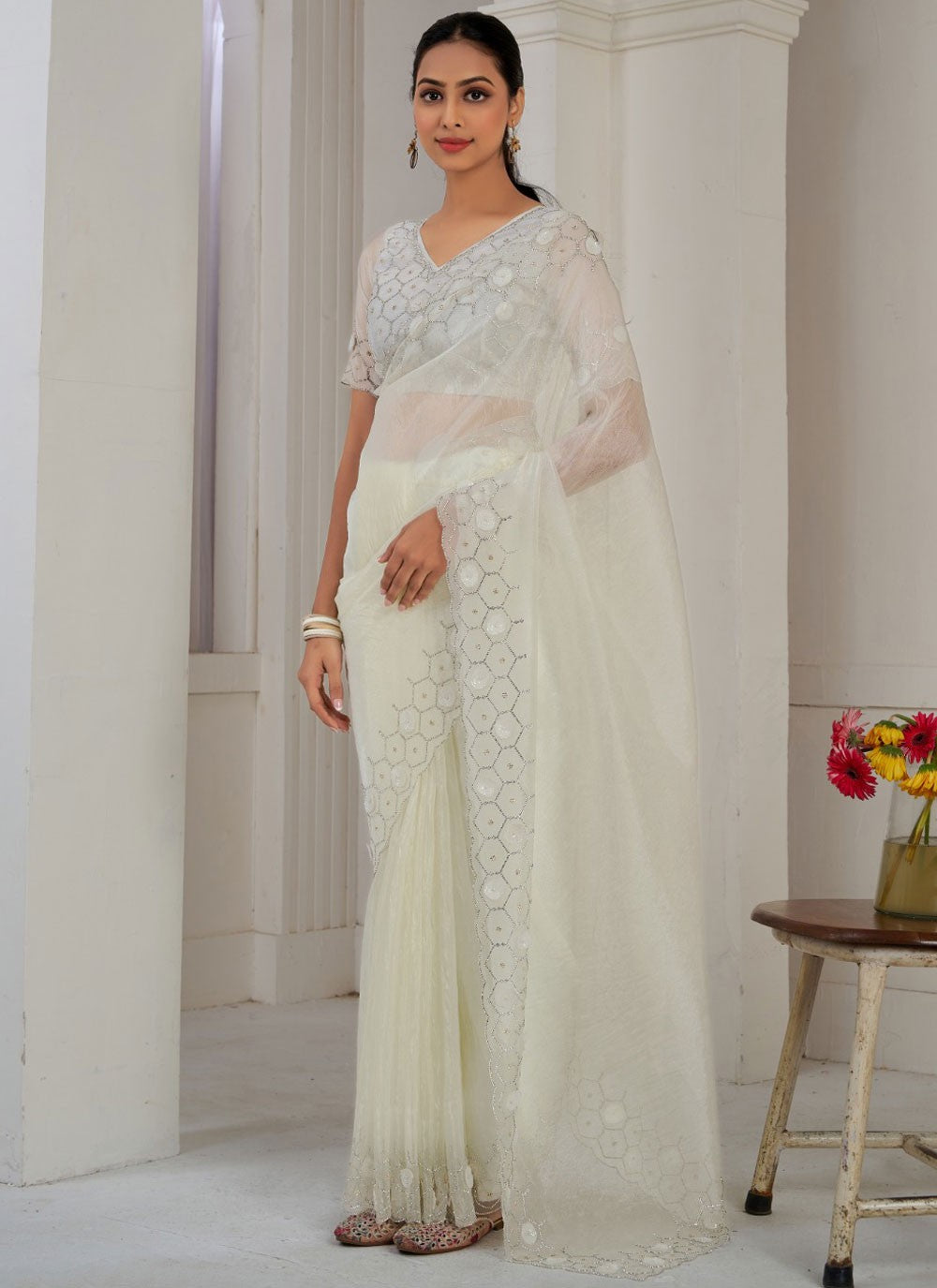 Classic Cutdana Organza Saree - S10400