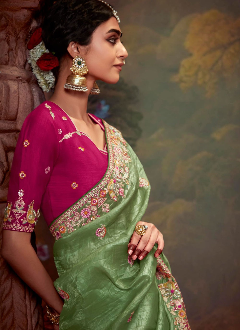 Classic Embroidered Organza Saree - S7874