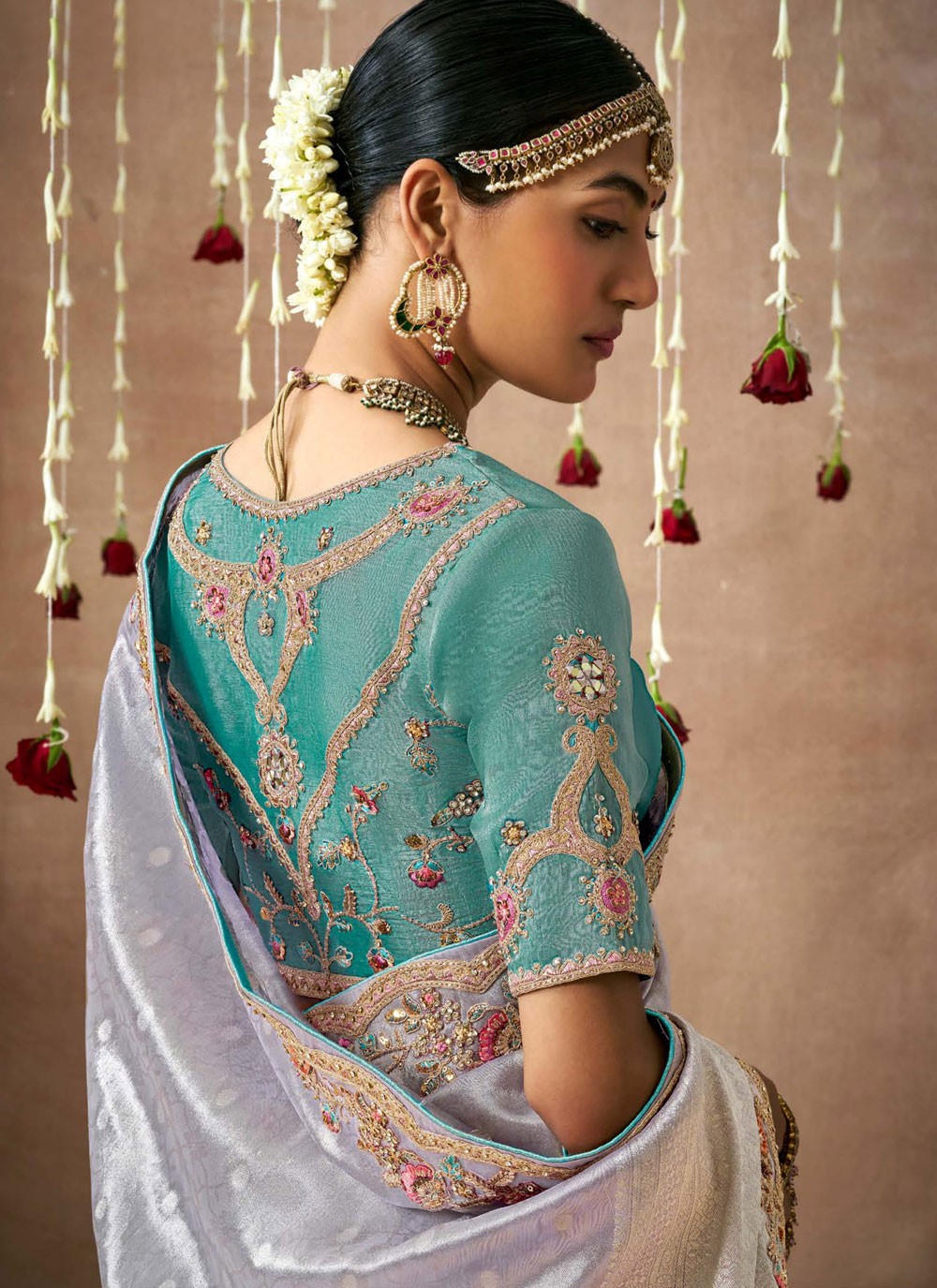 Contemporary Embroidered Organza, Silk Saree - S8348