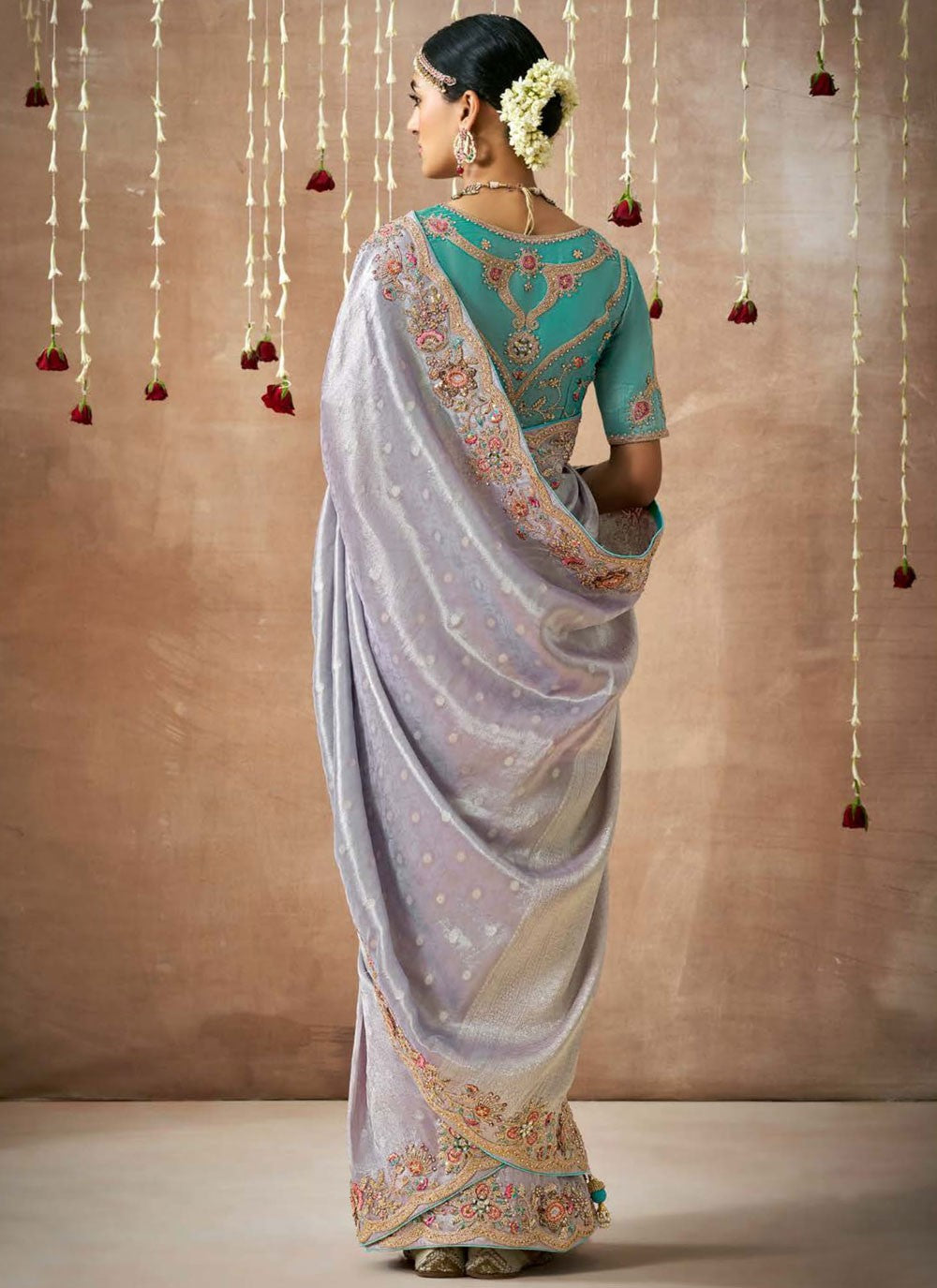 Contemporary Embroidered Organza, Silk Saree - S8348