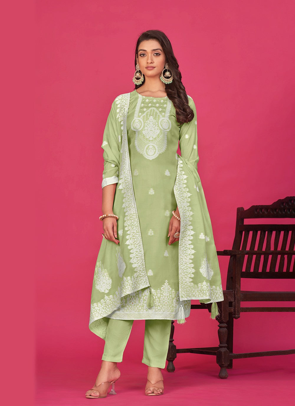 Organza Pant Style Suit - T3016