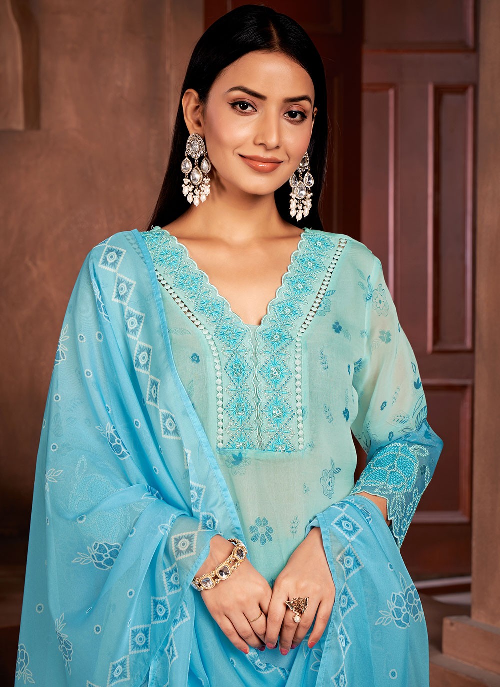 Muslin, Organza Salwar Suit - T2759