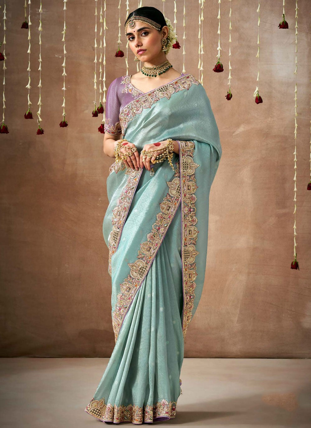 Contemporary Embroidered Organza, Silk Saree - S8348