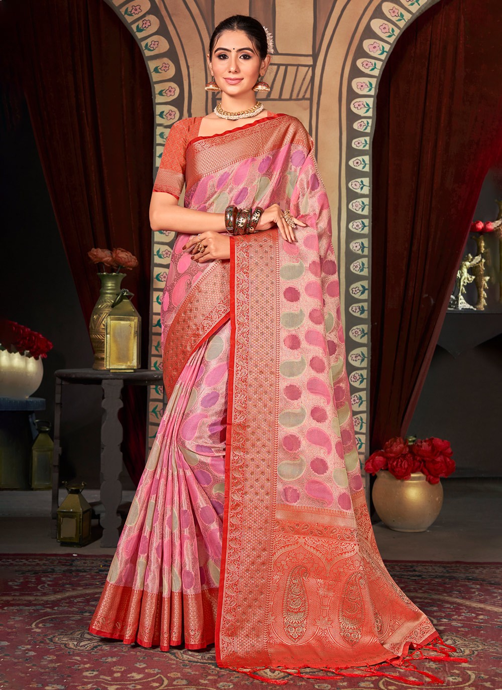 Classic Embroidered Organza Saree - S2553