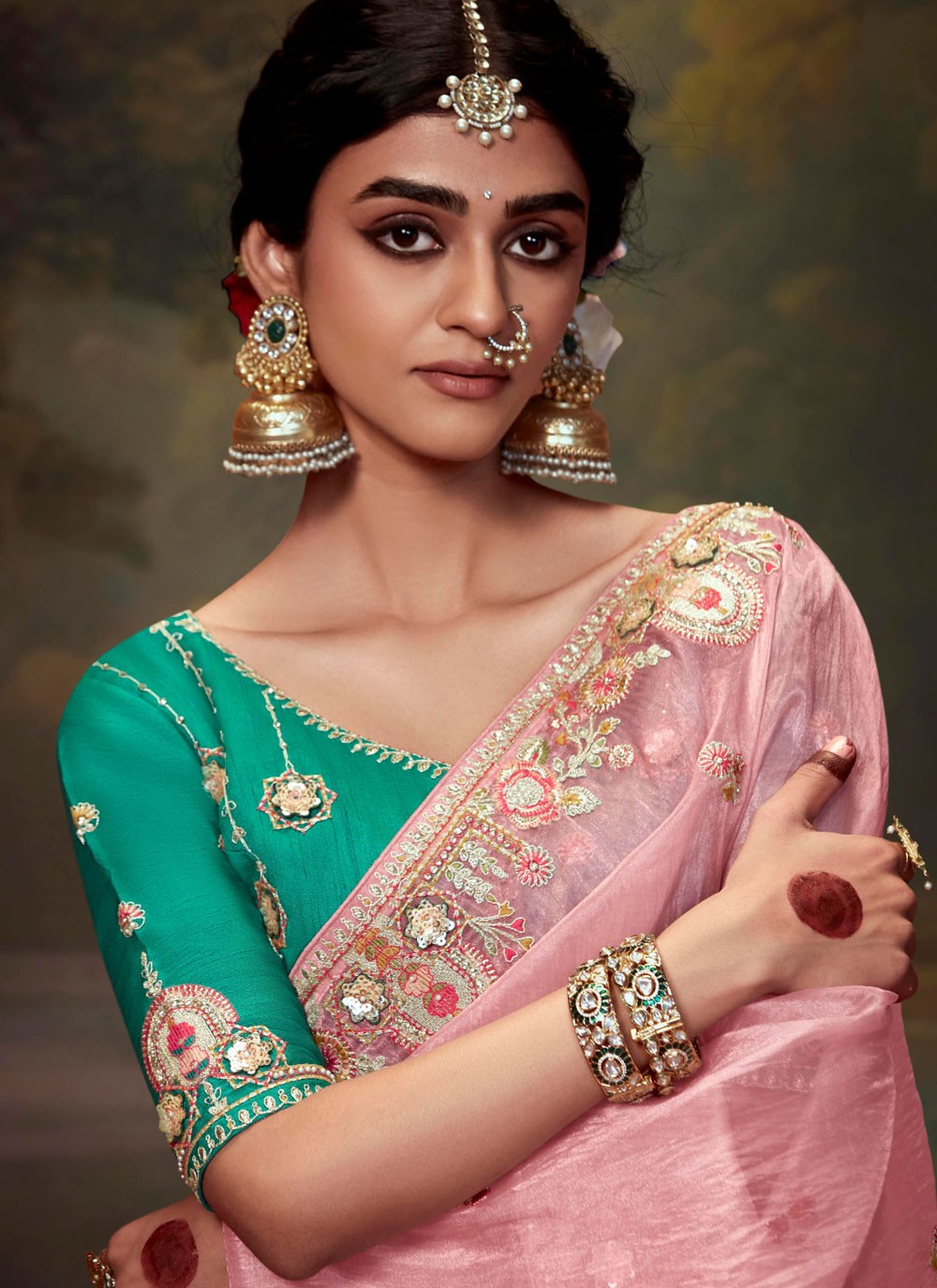 Classic Embroidered Organza Saree - S7874