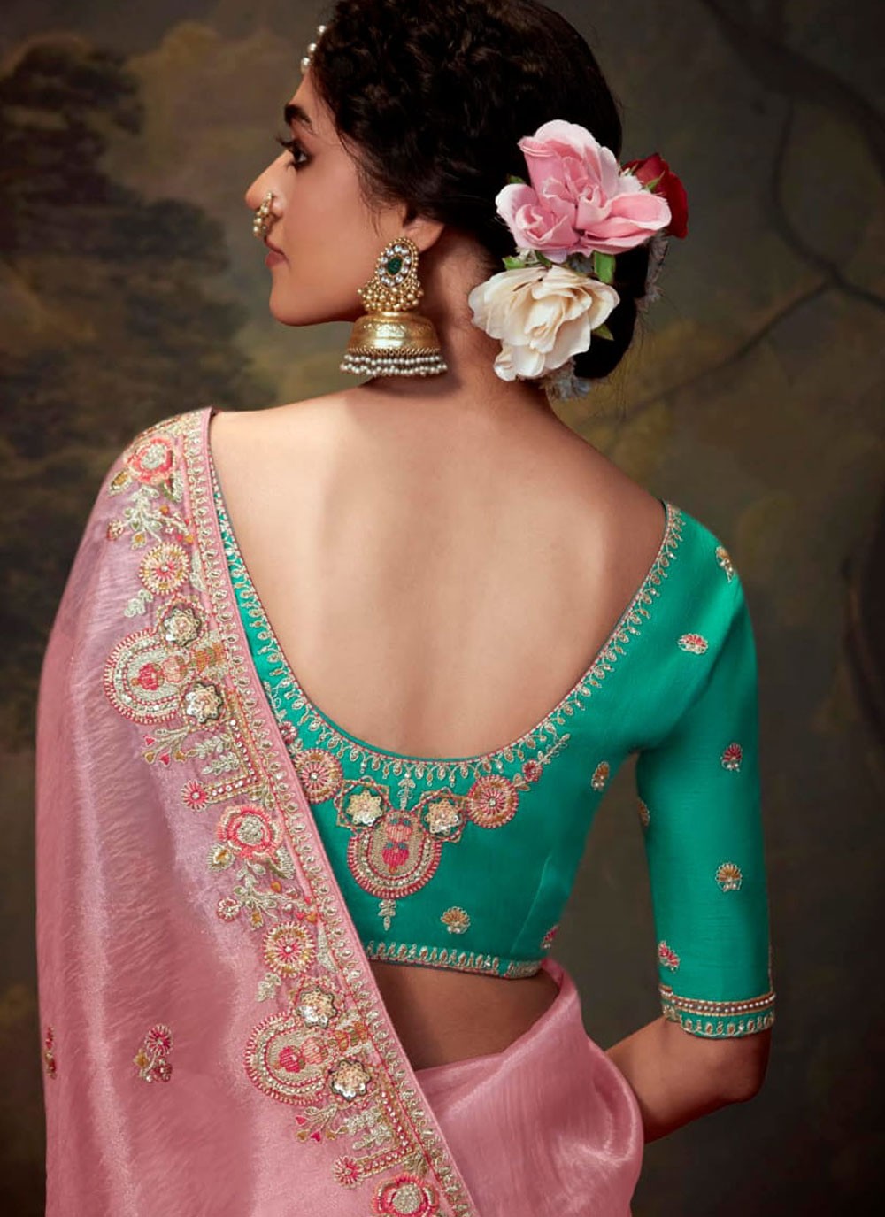 Classic Embroidered Organza Saree - S7874