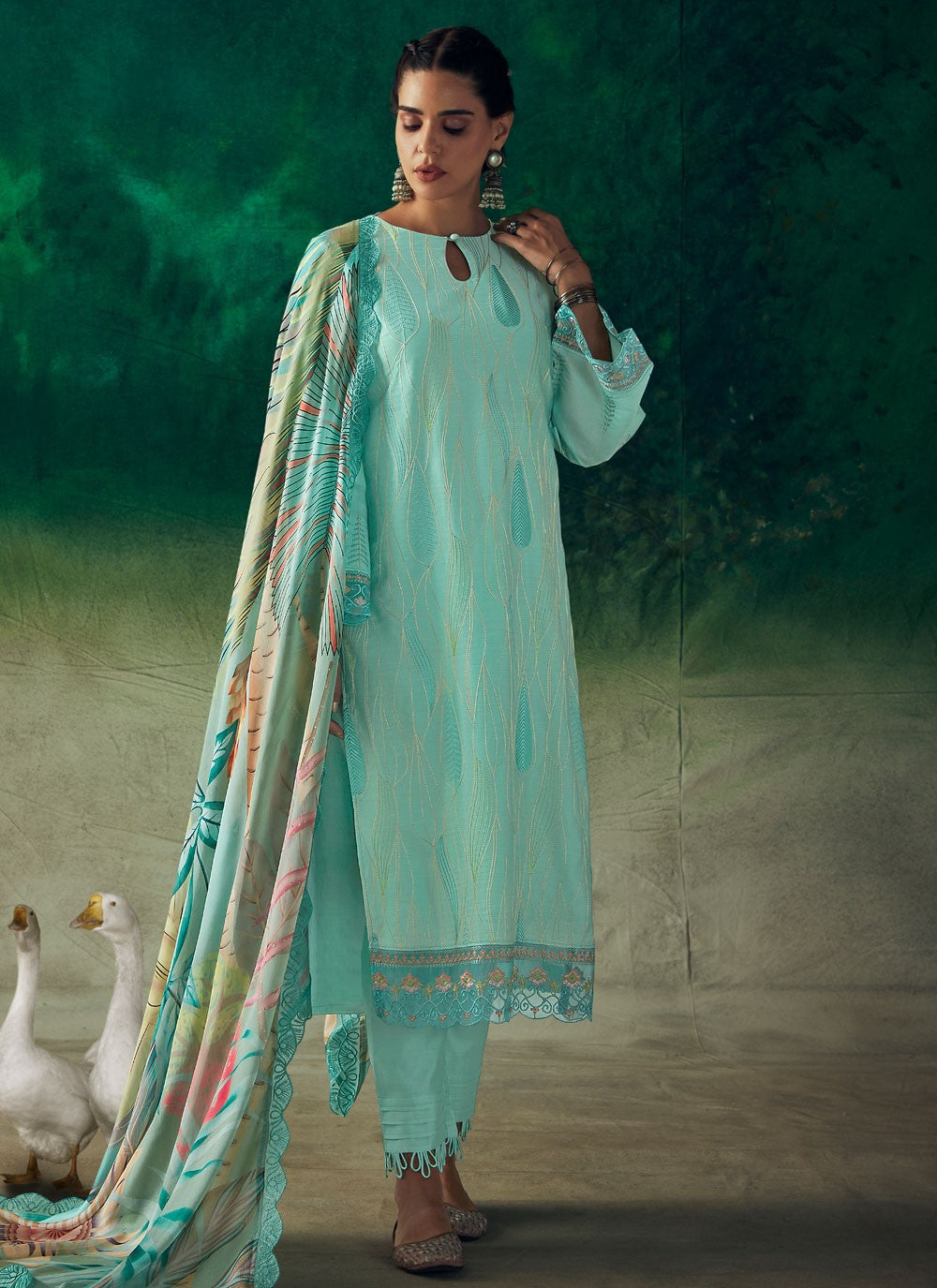 Muslin, Organza Salwar Suit - T2446