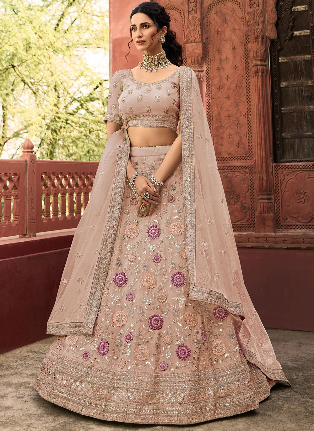 Sequins Organza A - Line Lehenga - L0342