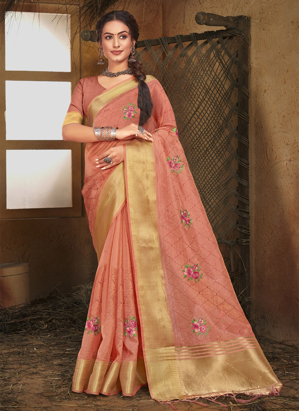 Trendy Fancy Work Organza Saree - S2269