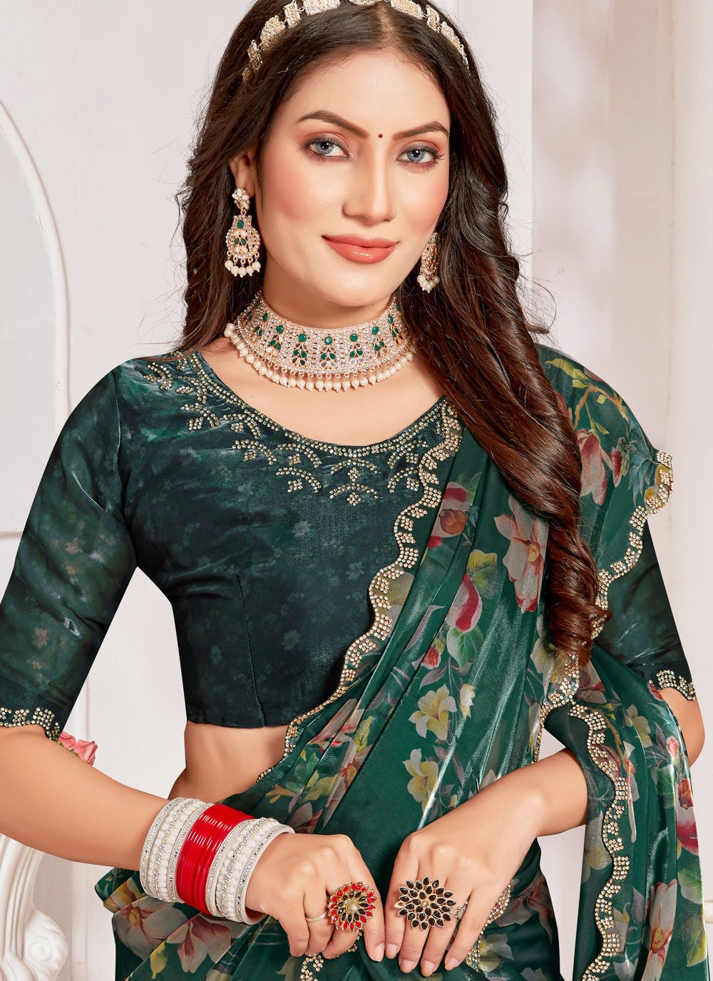 Classic Border Work Organza Saree - S7663