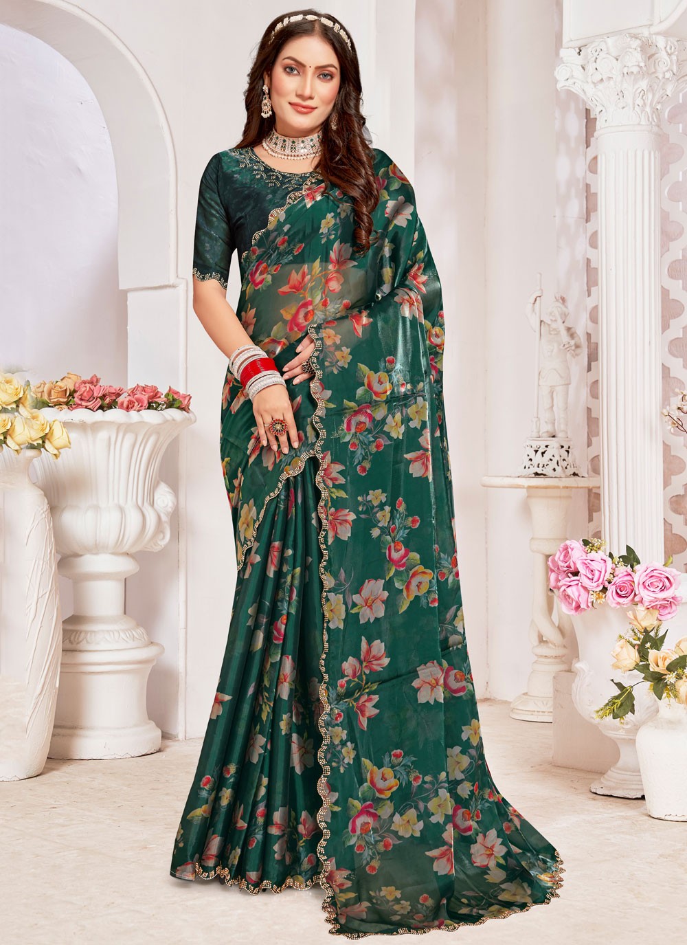 Classic Border Work Organza Saree - S7663