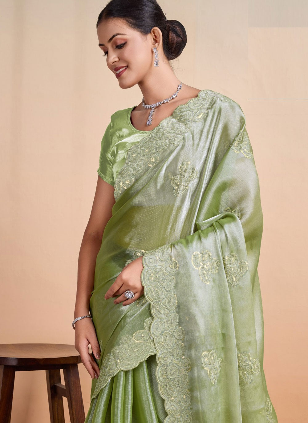 Classic Border Work Organza Saree - S7129