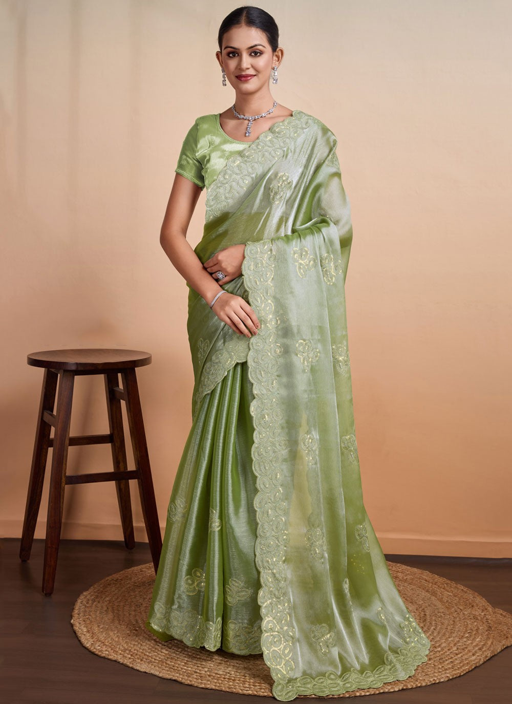 Classic Border Work Organza Saree - S7129