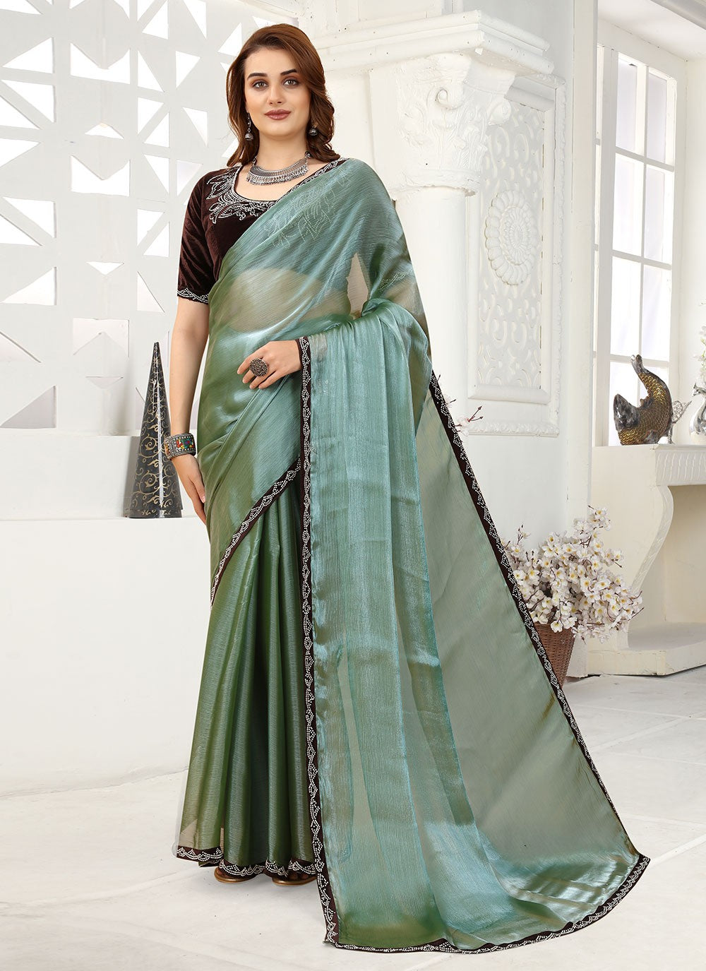 Classic Lace Organza Saree - S1634