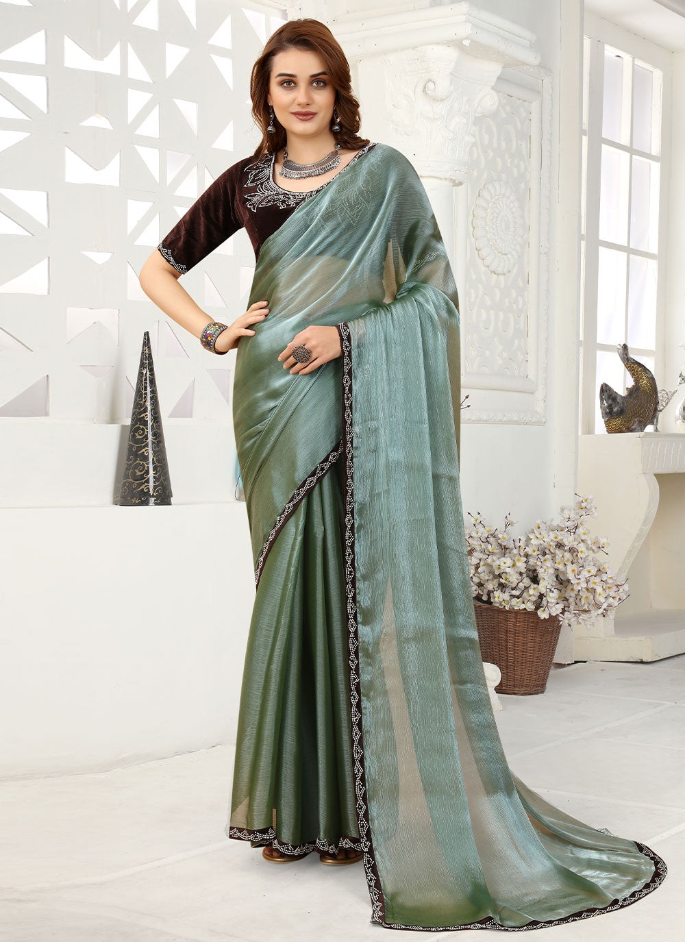 Classic Lace Organza Saree - S1634