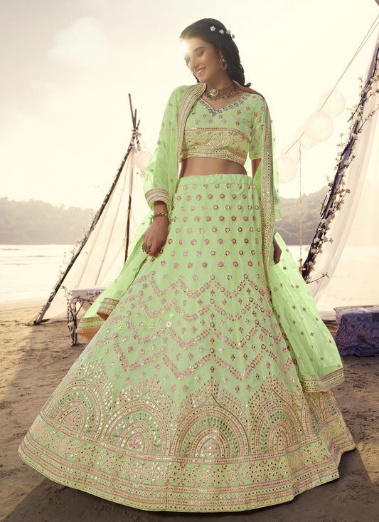 Mirror Organza A - Line Lehenga - L0158