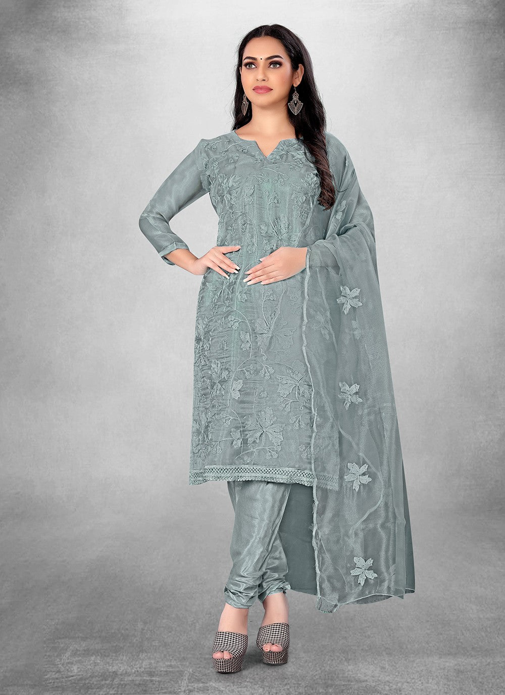 Organza Churidar Suit - T1822