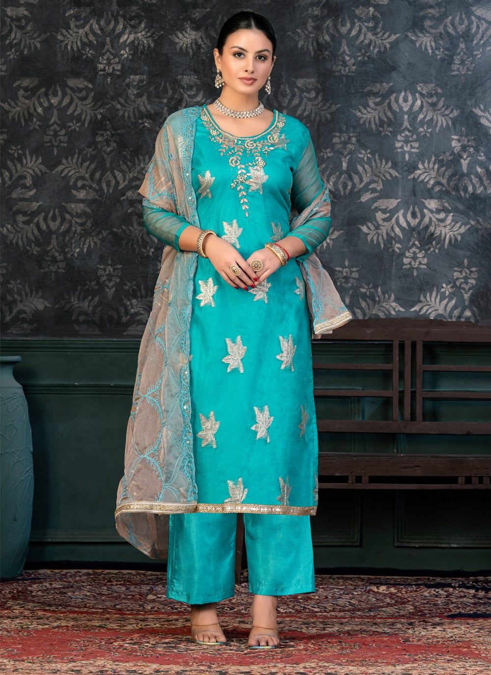 Organza Salwar Suit - T1384