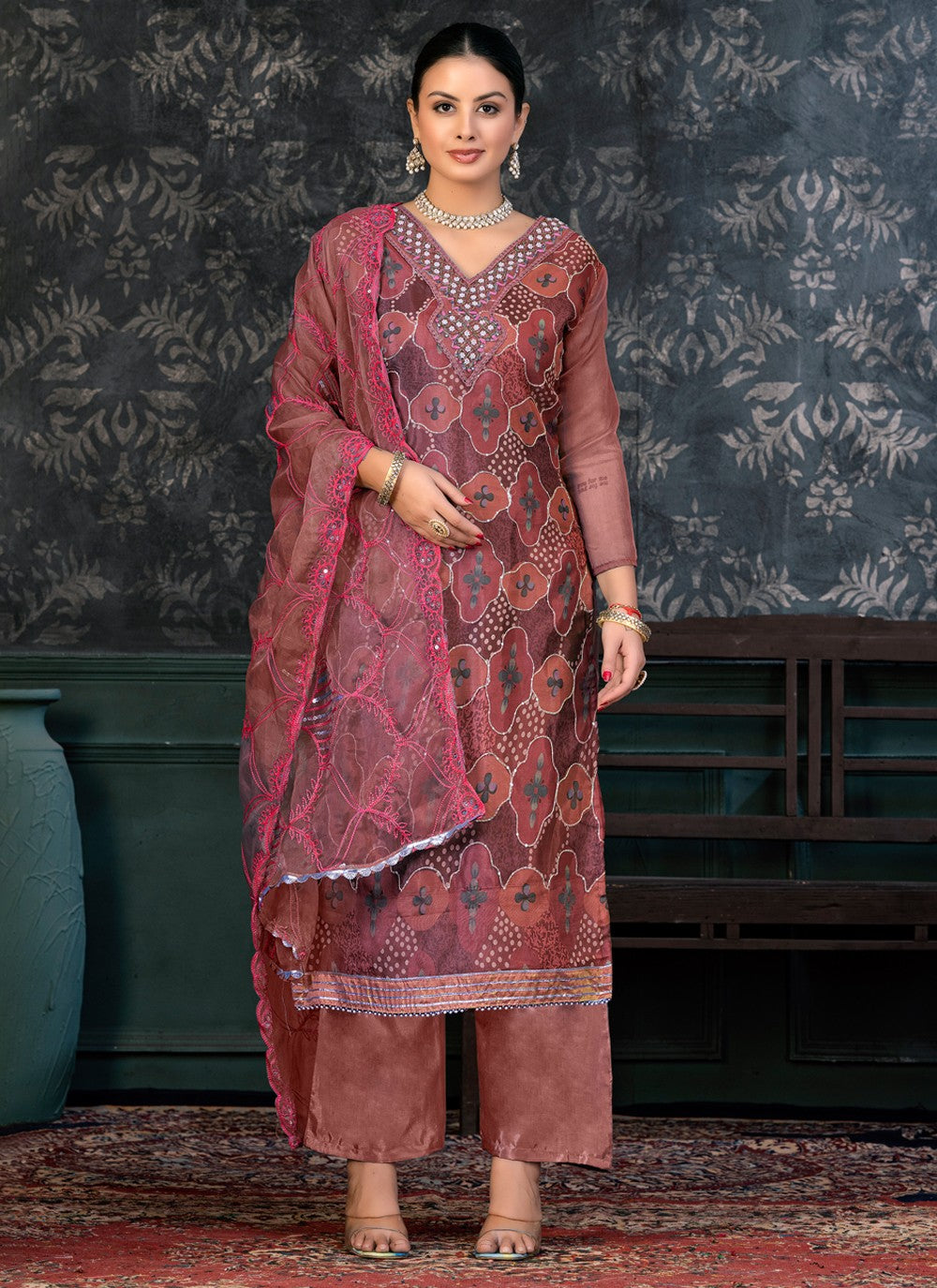 Organza Salwar Suit - T1384