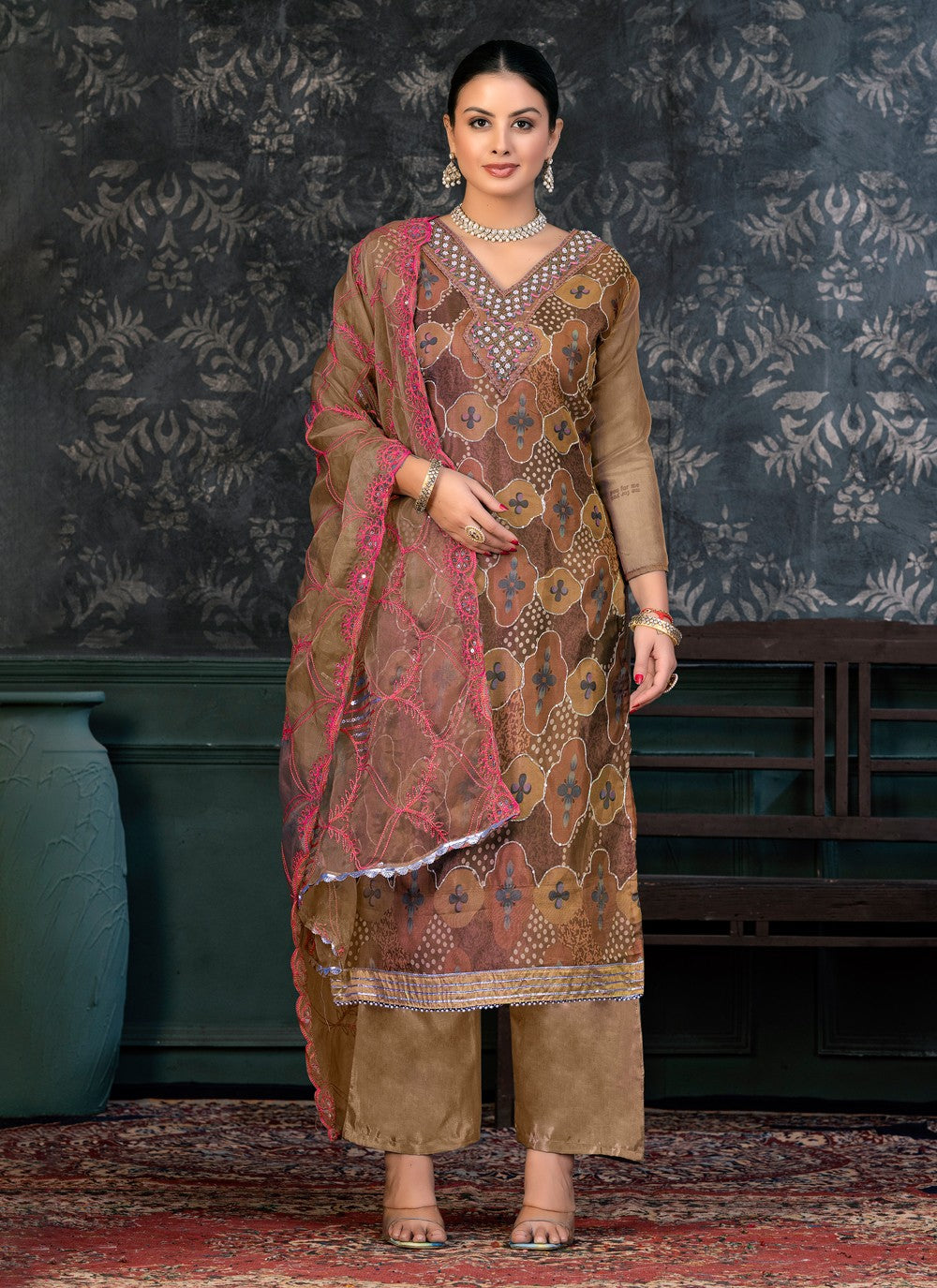 Organza Salwar Suit - T1384