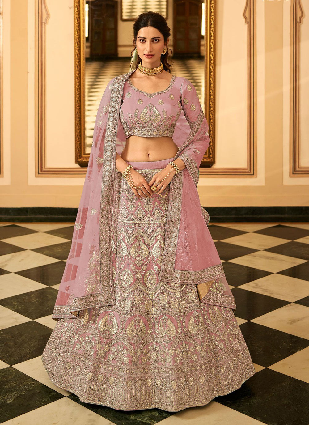 Sequins Organza A - Line Lehenga - L0342