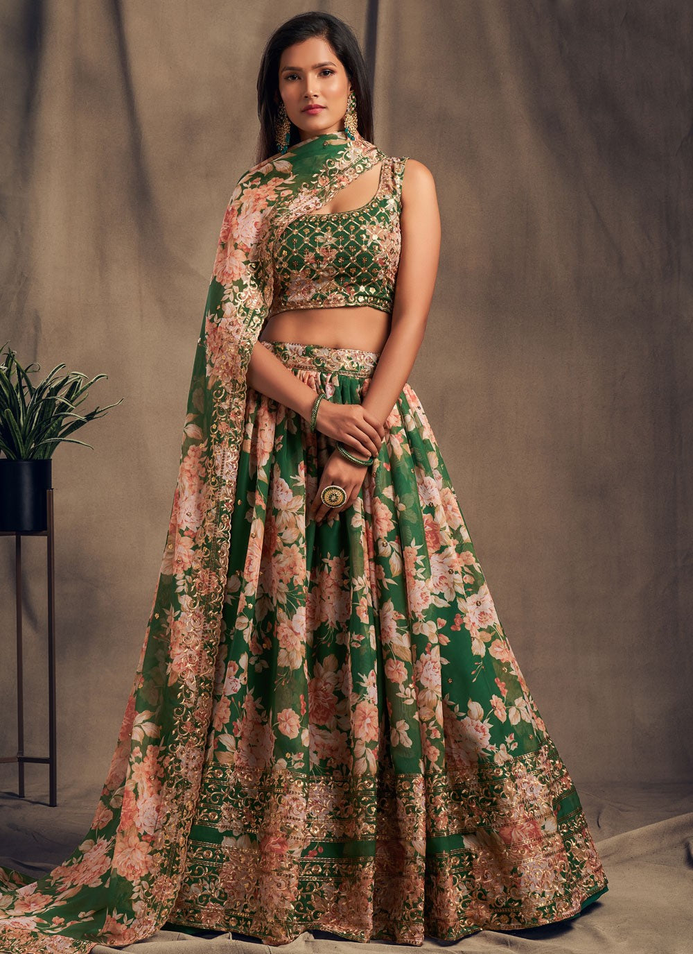 Embroidered Organza A - Line Lehenga - L0259