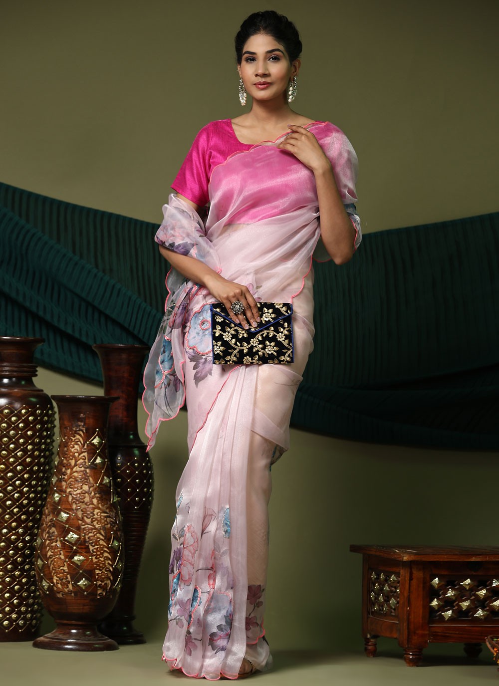 Classic Cut Work Organza Saree - S6310